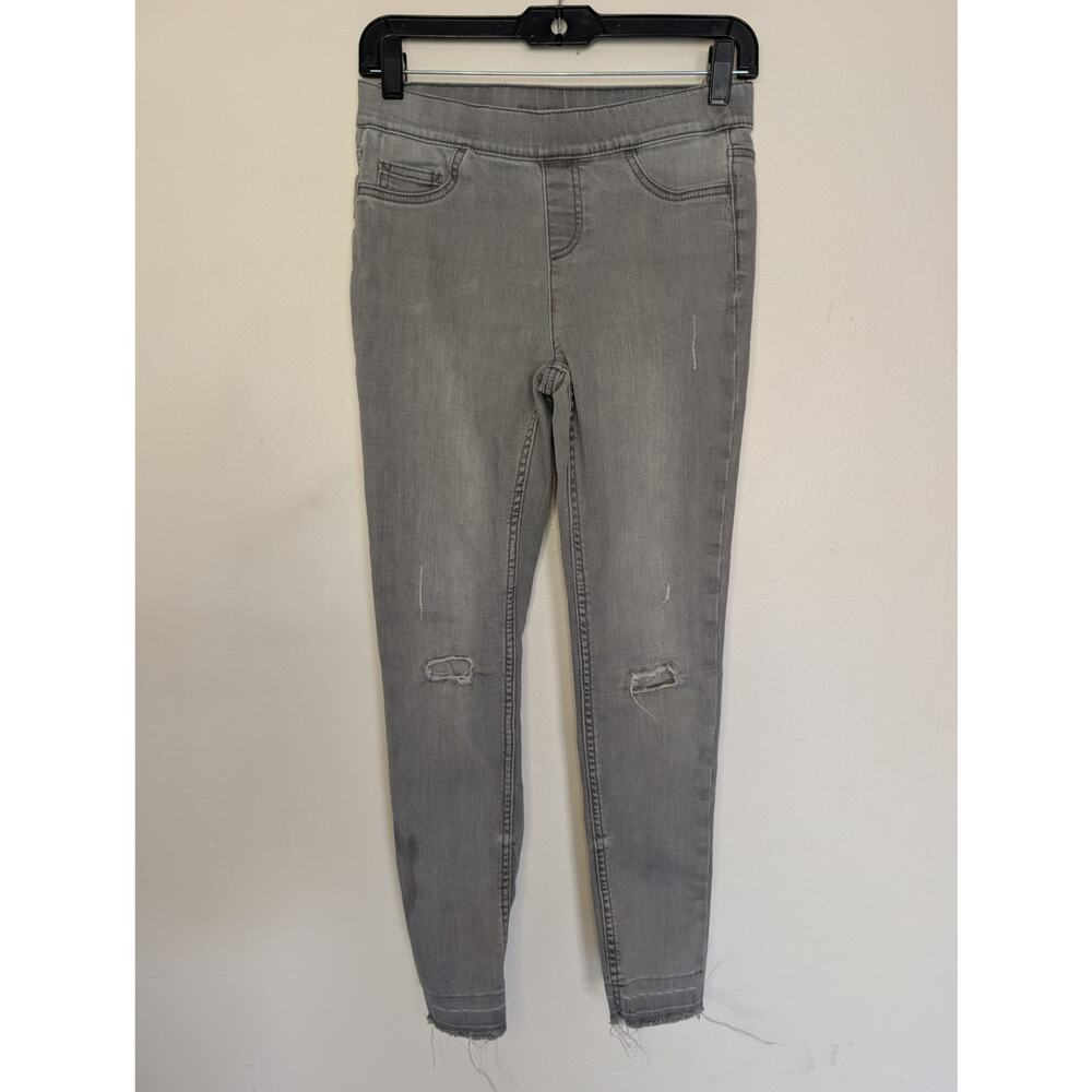 Justice Girls Bottoms, Grey Distressed Raw Hem Skinny Jeans, Sz 14
